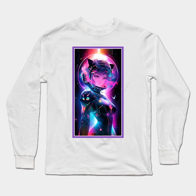 Anime Sci-Fi Cat Girl | Quality Anime Girl Artwork | Manga Girl Anime Art Long Sleeve T-Shirt by AlNoah